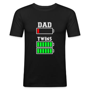 DAD TWINS - father twins - Men's Slim Fit T-Shirt - black - Front - Nik (191cm)