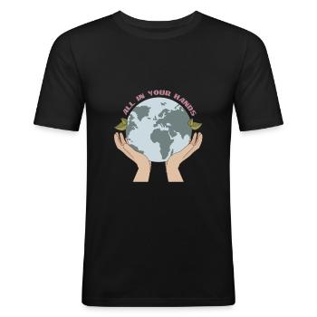 Save the Earth Planet Geschenkidee - Männer Slim Fit T-Shirt - Schwarz - Vorne - Nik (191cm)