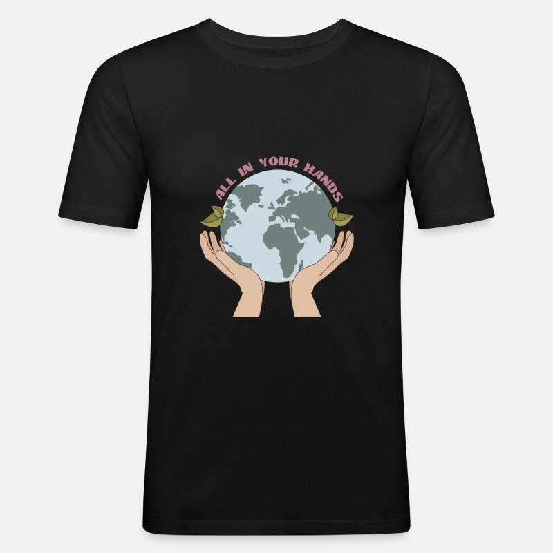 Save the Earth Planet Geschenkidee - Männer Slim Fit T-Shirt - Schwarz
