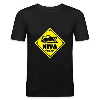 Cadeau SUV Lada Niva Offroad - T-shirt près du corps Homme - noir - Devant - Nik (191cm)