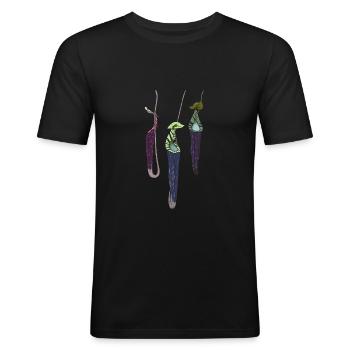 Fleischfressende Pflanze Schlauchpflanze - Männer Slim Fit T-Shirt - Schwarz - Vorne - Nik (191cm)