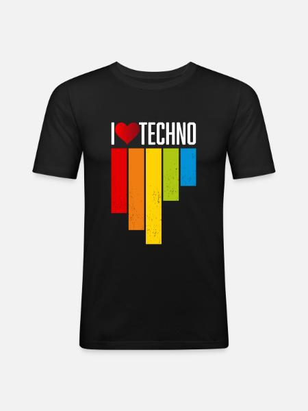 I love Techno - Men's Slim Fit T-Shirt - black