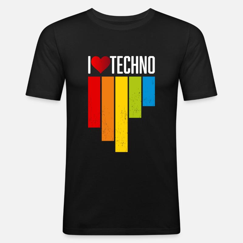 I love Techno - Men's Slim Fit T-Shirt - black