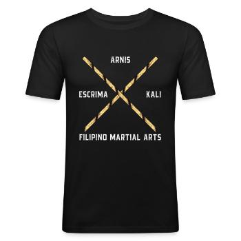 Arnis Escrima Kali Kampfkunst Selbstverteidigung - Männer Slim Fit T-Shirt - Schwarz - Vorne - Nik (191cm)