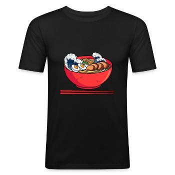 Great Ramen Wave Japanese Ramen Noodles - Männer Slim Fit T-Shirt - Schwarz - Vorne - Nik (191cm)