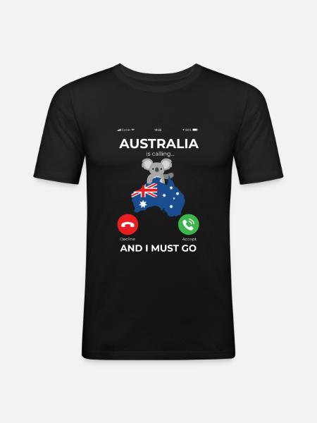 Australia is Calling Holiday Gift - Men's Slim Fit T-Shirt - black