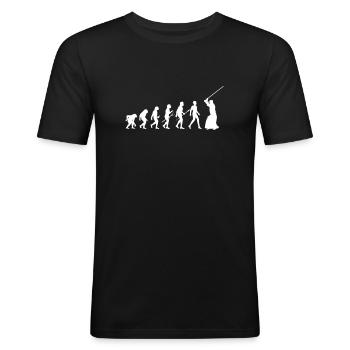 Kendo Kenjutsu Evolution Arts Martiaux Sport - T-shirt près du corps Homme - noir - Devant - Nik (191cm)