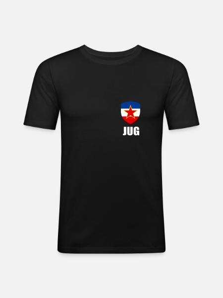 Bandera de Yugoslavia SFRJ Tito Yugo Serbia Croacia - Camiseta ajustada hombre - negro