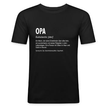 Opa Definition Geschenk für Grossvater Opi - Männer Slim Fit T-Shirt - Schwarz - Vorne - Nik (191cm)