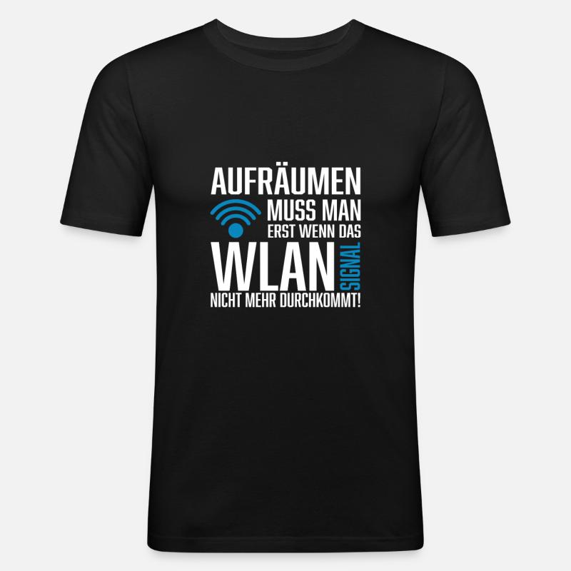 Wlan signal Spruch Nerd - Männer Slim Fit T-Shirt - Schwarz