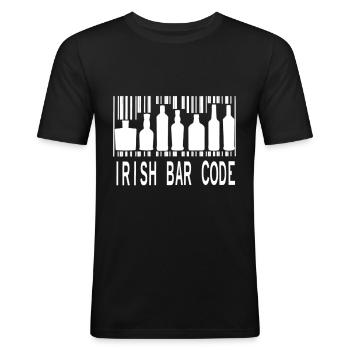Funny St. Patrick's Day Irish Beer Lovers Bar Code - Männer Slim Fit T-Shirt - Schwarz - Vorne - Nik (191cm)