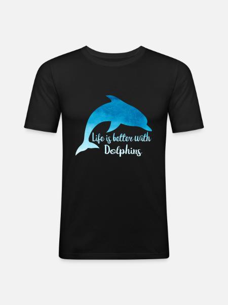 Dolphin T-shirt Blue gift idea - Men's Slim Fit T-Shirt - black