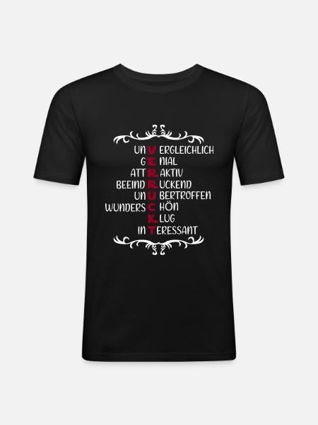 Verrückt - Männer Slim Fit T-Shirt - Schwarz
