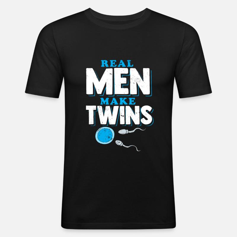 Real Men Make Twins Dad - Männer Slim Fit T-Shirt - Schwarz