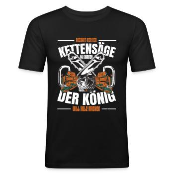 Holzfäller Geschenk Forstwirt Lustig Sprüche - Männer Slim Fit T-Shirt - Schwarz - Vorne - Nik (191cm)
