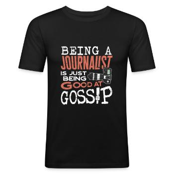 Journaliste Journalisme Newsperson Pun - T-shirt près du corps Homme - noir - Devant - Nik (191cm)