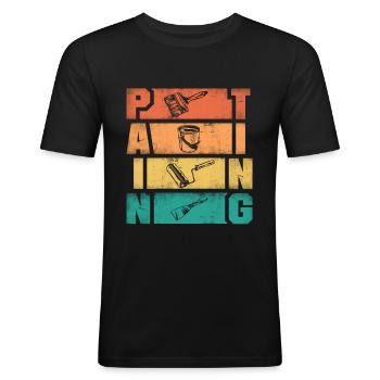 Peintre Peignant des silhouettes - T-shirt près du corps Homme - noir - Devant - Nik (191cm)