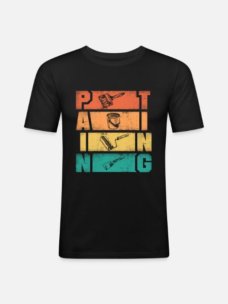 Painter Painting Silhouettes - Männer Slim Fit T-Shirt - Schwarz