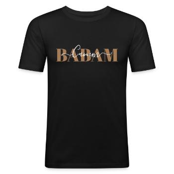 BABA CANIM BABAM BABALAR GÜNÜ HEDIYESI DOGUM GÜNÜ - Männer Slim Fit T-Shirt - Schwarz - Vorne - Nik (191cm)