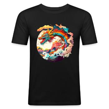 Japanese dragon - Men's Slim Fit T-Shirt - black - Front - Nik (191cm)