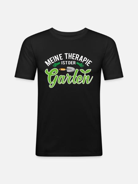 Garten Therapie Geschenk - Männer Slim Fit T-Shirt - Schwarz