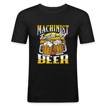 Bière de machiniste - T-shirt près du corps Homme - noir - Devant - Nik (191cm)