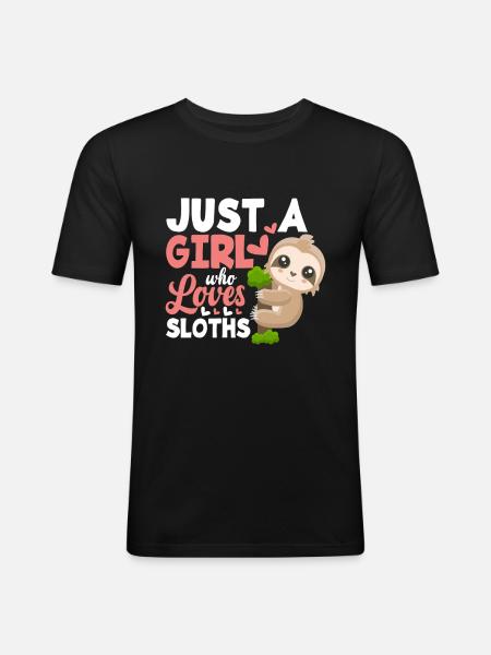 Cute Girl Sloth Gift - Men's Slim Fit T-Shirt - black