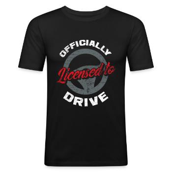 Permis de conduire passé - T-shirt près du corps Homme - noir - Devant - Nik (191cm)