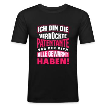 Patentante Taufe Patentanten Geschenk - Männer Slim Fit T-Shirt - Schwarz - Vorne - Nik (191cm)