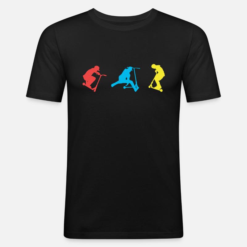 Tretroller - Männer Slim Fit T-Shirt - Schwarz