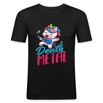 Einhorn Metal Musik Death Metal - Männer Slim Fit T-Shirt - Schwarz - Vorne - Nik (191cm)