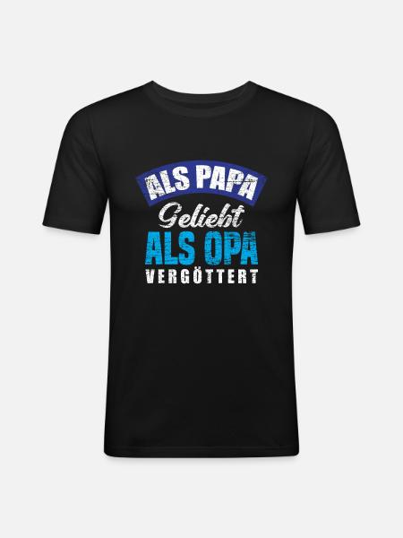 Opa Papa Bester Opa - Männer Slim Fit T-Shirt - Schwarz