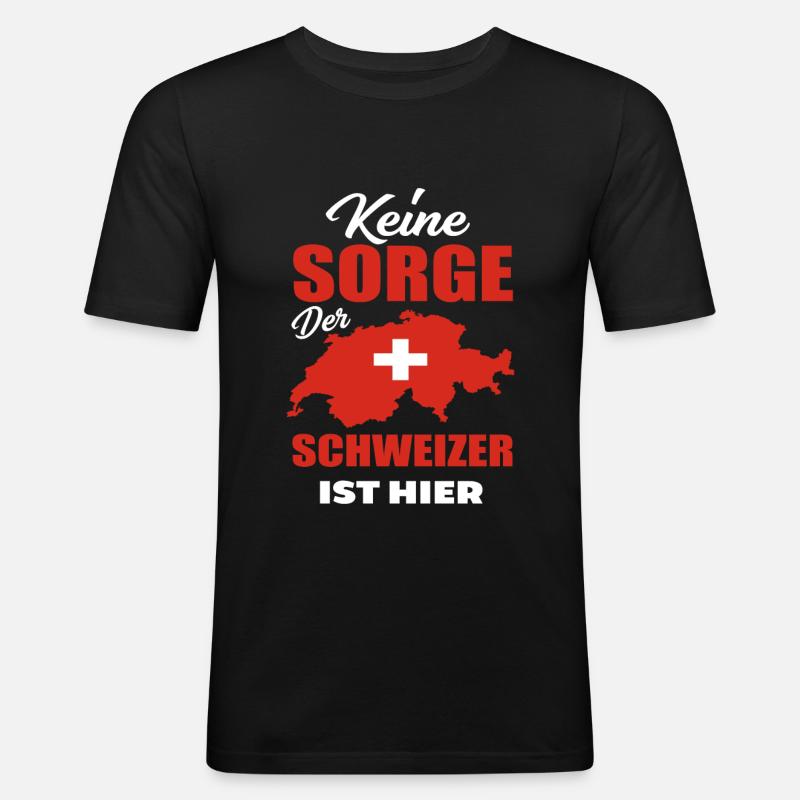 Schweizer - Männer Slim Fit T-Shirt - Schwarz