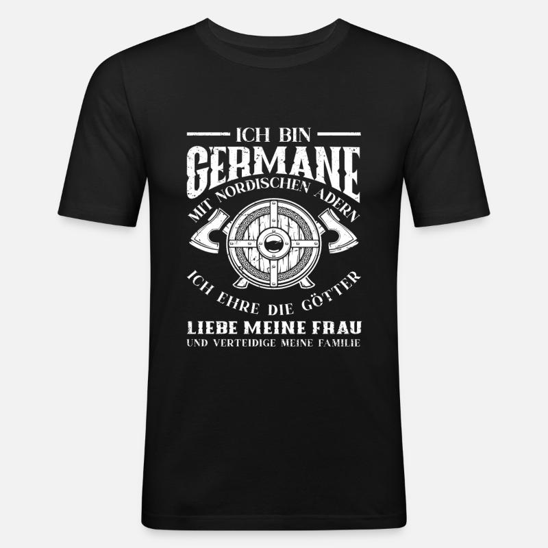 Wikinger Germane - Männer Slim Fit T-Shirt - Schwarz