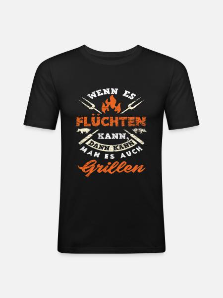 Grillen Spruch Grill Griller - Männer Slim Fit T-Shirt - Schwarz