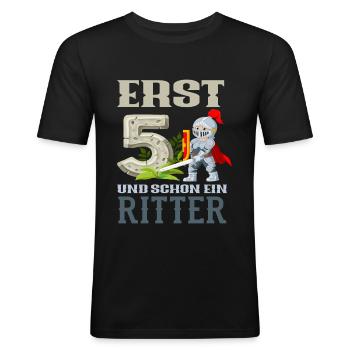 Ritter 5. Geburtstag Jungs Geschenk - Männer Slim Fit T-Shirt - Schwarz - Vorne - Nik (191cm)