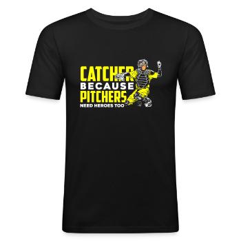 Joueur de baseball - T-shirt près du corps Homme - noir - Devant - Nik (191cm)