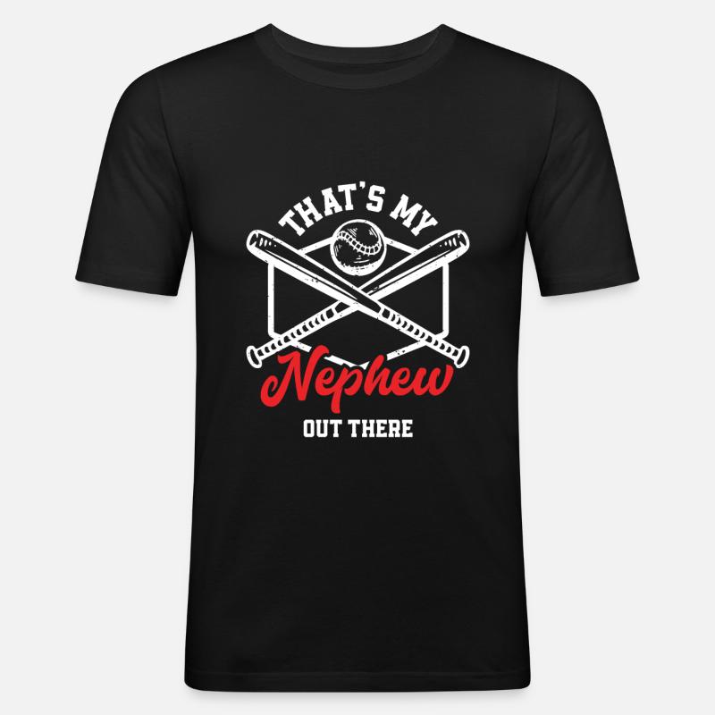 Baseball Neffe - Männer Slim Fit T-Shirt - Schwarz