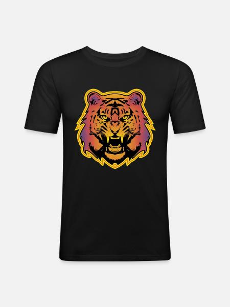 Farbiger Tiger - 2 - Männer Slim Fit T-Shirt - Schwarz