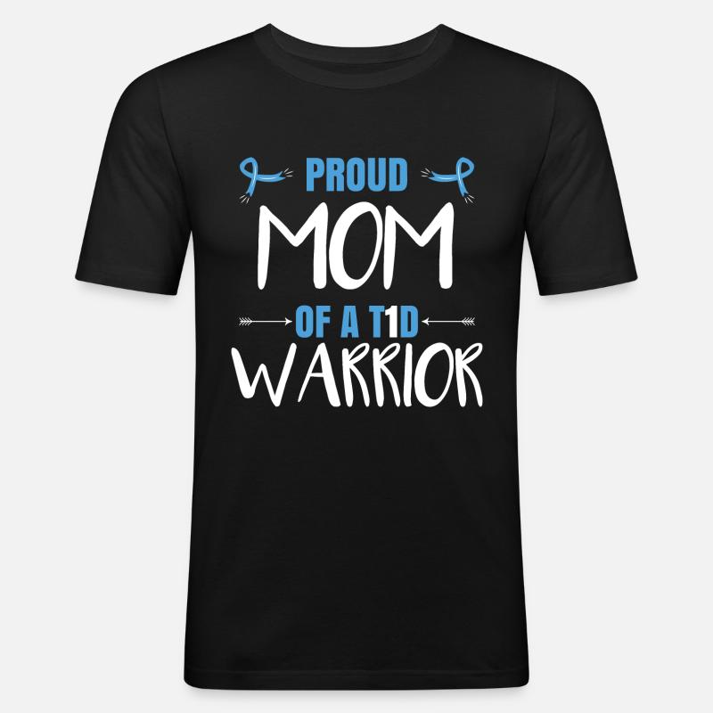 Mutter eines T1D-Kriegers - Männer Slim Fit T-Shirt - Schwarz