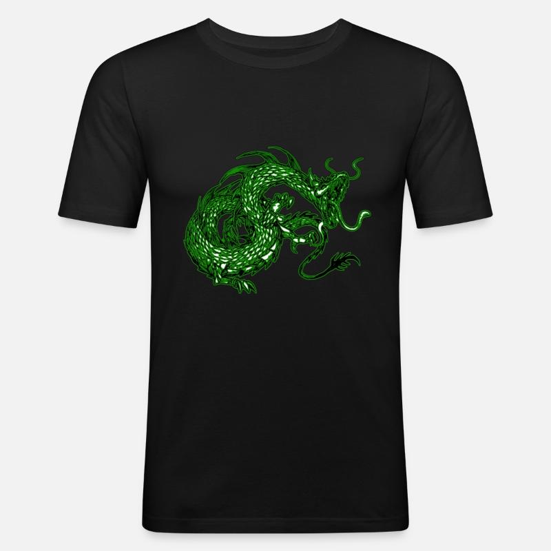 Drachen Raubtier - Männer Slim Fit T-Shirt - Schwarz
