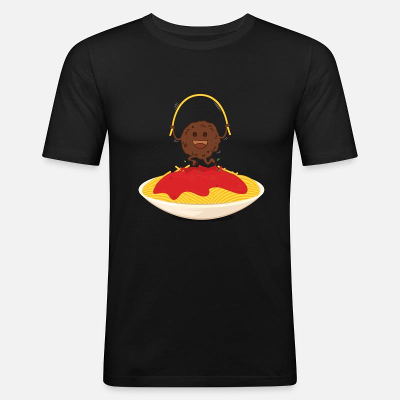 Das glückliche Fleischklößchen - Männer Slim Fit T-Shirt - Schwarz