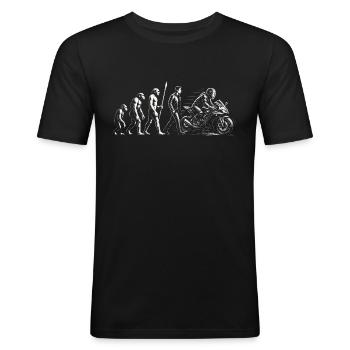Moto Biker Evolution - T-shirt près du corps Homme - noir - Devant - Nik (191cm)