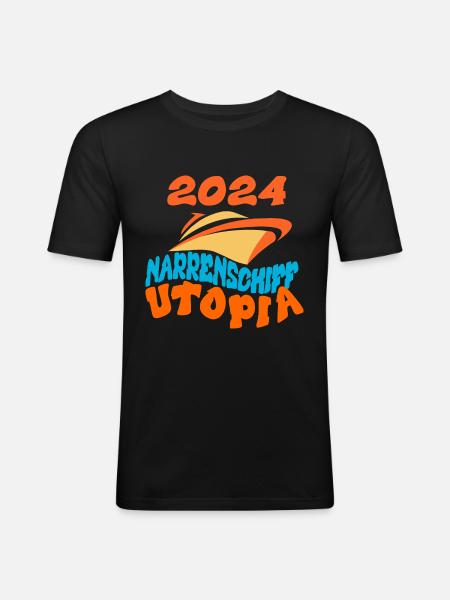 Narrenschiff Utopia, Strauß Zitat - Männer Slim Fit T-Shirt - Schwarz