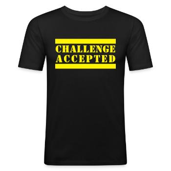 DÉFI ACCEPTÉ - T-shirt près du corps Homme - noir - Devant - Nik (191cm)