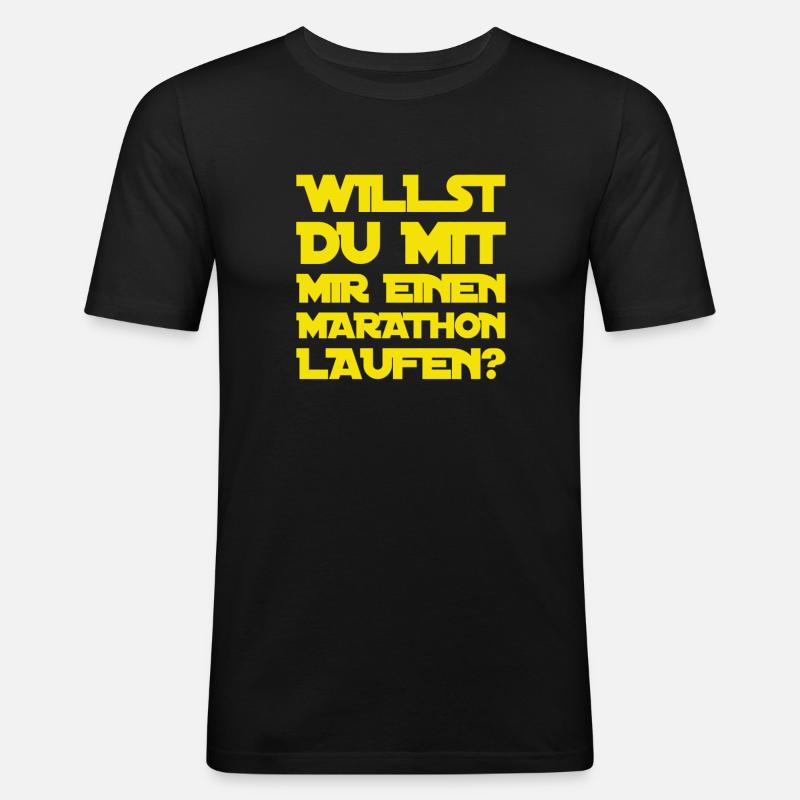Bock auf einen Marathon? - Männer Slim Fit T-Shirt - Schwarz