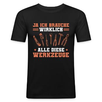 Heimwerker Werkzeuge Spruch Männer Handwerker - Männer Slim Fit T-Shirt - Schwarz - Vorne - Nik (191cm)