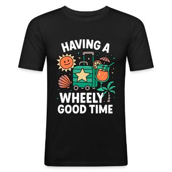 Wheely Good Time Urlaubsdesign - Männer Slim Fit T-Shirt - Schwarz - Vorne - Nik (191cm)