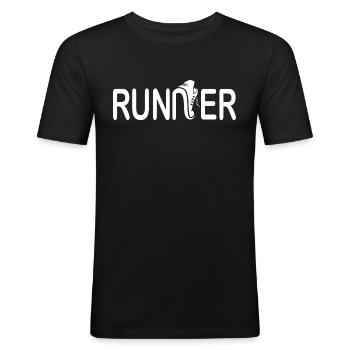 Runner - Läufer - Männer Slim Fit T-Shirt - Schwarz - Vorne - Nik (191cm)