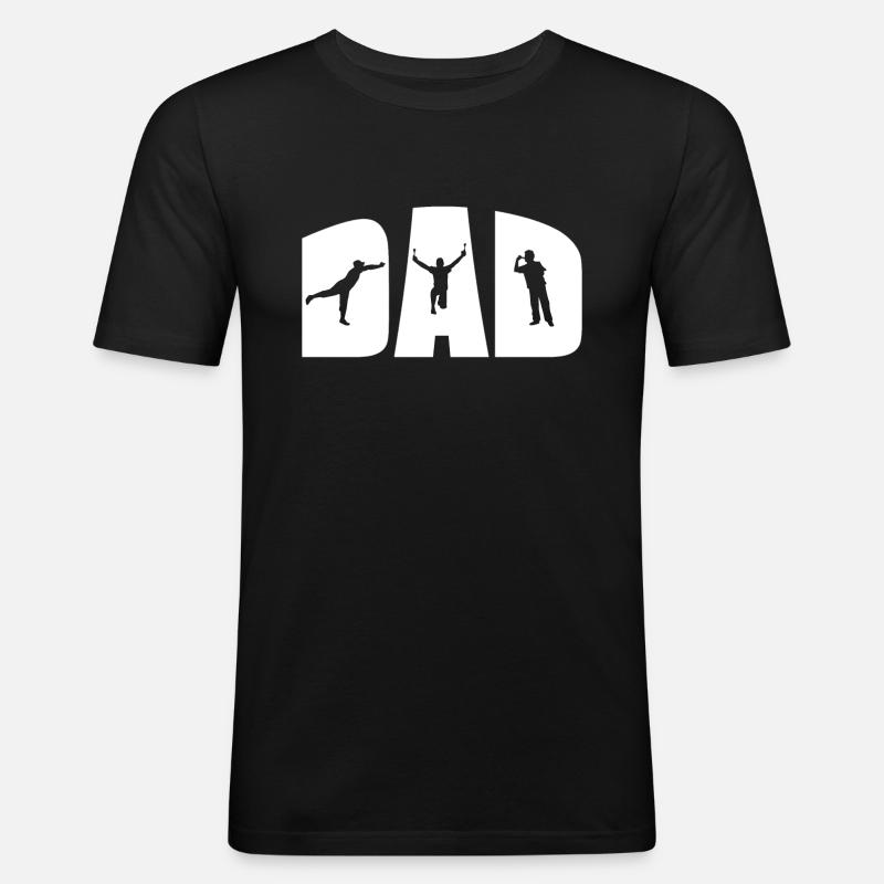 Darts Papa - Männer Slim Fit T-Shirt - Schwarz